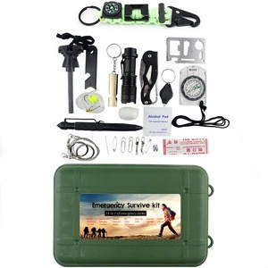 18 in 1 Emergency Gear Items Outdoor Camping Equipment Hiking SOS Multi tools Pocket Survival Kit
