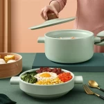 2 Layer Casserole Kitchen Domestic Cooker Ceramic Stainless Steel Steamer Pot