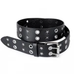 2020 Double Grommet Belt PU Leather Punk Jeans Pants Cowboy Woman Belt Stylish Fancy Designer Belt