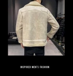 2020 thick Custom  black color men winter jackets  front zip fastening faux suede leather mens jacket