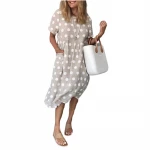 2021 amazon summer hot selling  loose wave point printing mix color woman comfortable polyester dress summer casual