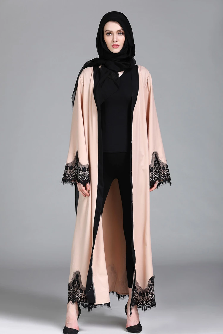 2021 Latest Design modest robe women muslimah Islamic Clothing Fashion Front Open Kimono Arabic Style Dubai Muslim Abaya
