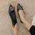 Import 2021 new YS Rhinestone Pointed Leather Solid Color Slip-On shoes ladies flats flat shoes from China