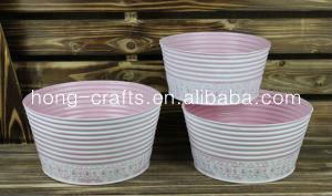 26/24/22cm! Round Shallow Cute Oriental Carved Indoor Metal Bowls/ Hot Pink Flower Pot/Zinc Garden Planters/Decorative Metal Tub