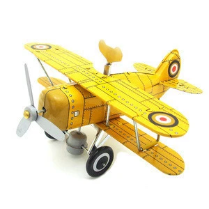 3 colors vintage metal crafts wind up airplane models for collections vintage tin toys