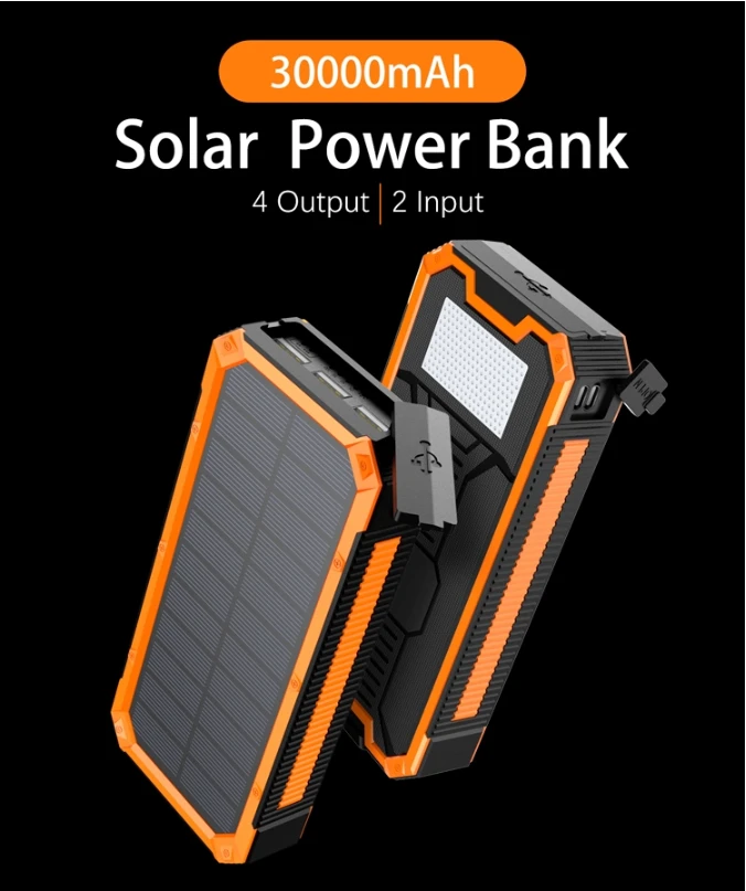 30000Mah Solar Charger Power Bank Commercial Power Bank For Solar Power Storage Lithium Battery Solar