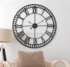 31.5 inch 80cm RAINHOU Amazon hot sell round modern simple rose BLACK metal art home decorative quartz wall mounted clock