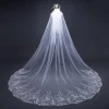 3.8*3  Metmer Off White One Layer Lace Long Bridal Veil Comb