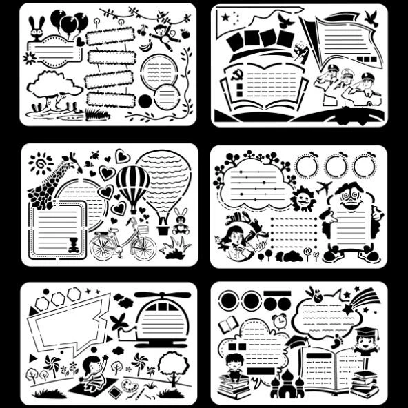 39*27cm 6pcs/pack DIY Drawing Template 8K Hollow Painting Stencil Board For Planner Diary Scrapbook Photo Album
