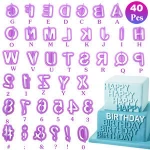 40pcs Letter Number Fondant Cake, Biscuits, Baking Molds, Cookie Cutters And Stamps