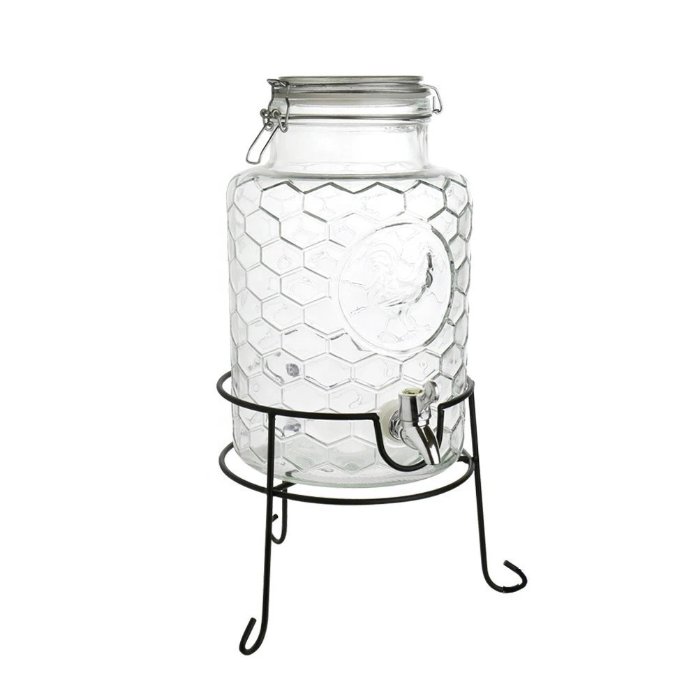 5.5 L Large Clear Glass Drink Dispenser with Tap PJ01