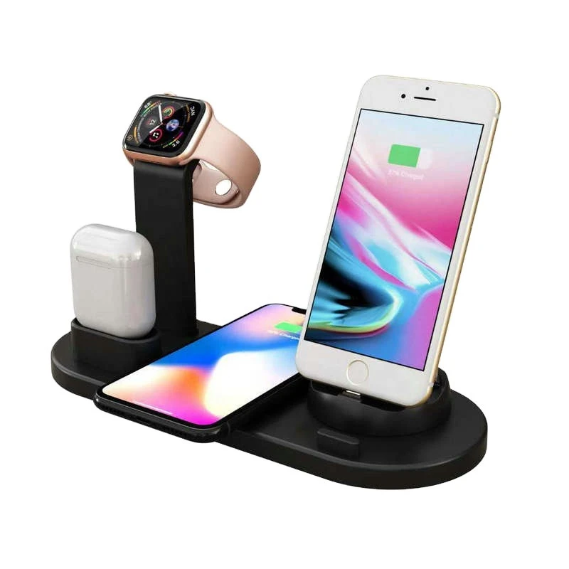 6 in 1 Qi wireless Fast charger Base Desktop storage Charging station