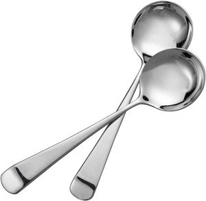 6-Inch Bouillon Spoon Round Bowl Shallow Soup Spoon SUS304 Stainless Steel Professional Cupping Spoon Gold