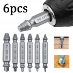 6pc HSS 4341 Sand Blast Broken Stud Bolt Fastener Damaged Remover Screw Extractor Bit Set