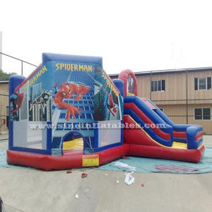6x5m kids spiderman inflatable air jumping castle with slide for sale price from Sino Inflatables