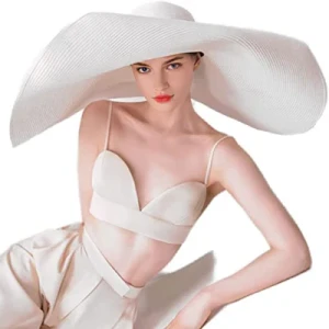 70cm Women Paper Straw Hat Fashion Shows Broad Large Wide Brim Straw Hat Sun Visor Beach Floppy Hat