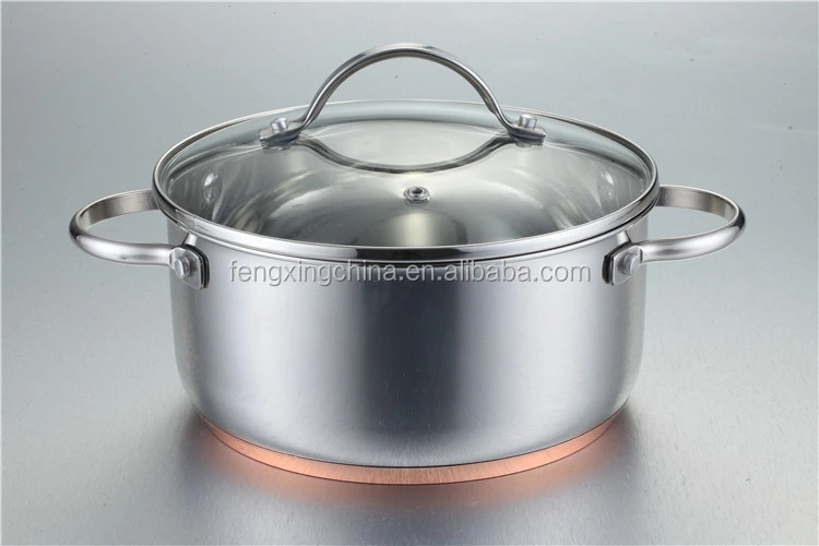 8pcs Stainless Steel Cookware with Copper Bottom Casserole Saucepan