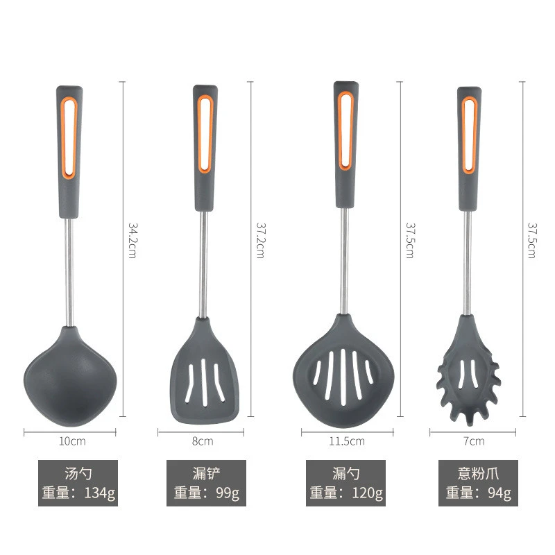 8pcs/set Silicone kitchenware silicone spatula and spoon set, small tube handle cooking silicone kitchen utensils set