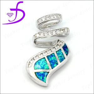 925 Sterling Silver Charm Pendant Opal Gemstone Pave Diamond Pendant