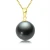 Import 925 sterling silver real Tahitian Cultured 9~12mm round Black Pearl Pendant Necklace 18k gold jewelry women from China