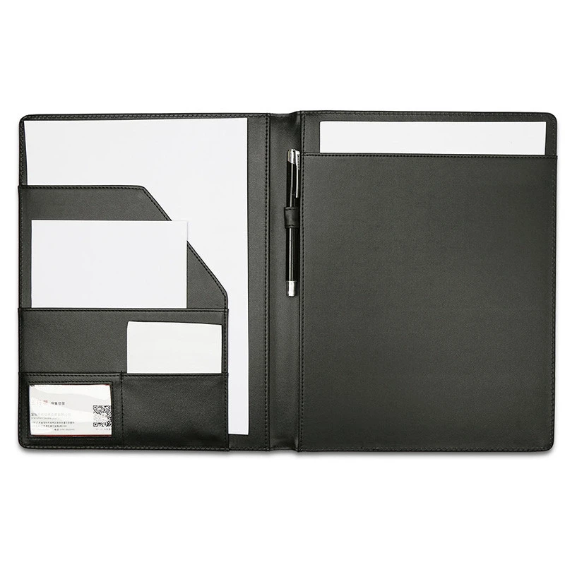 A4 Leather File Folder Filing Product With Pockets And Pen Pencil Solt Without Clip