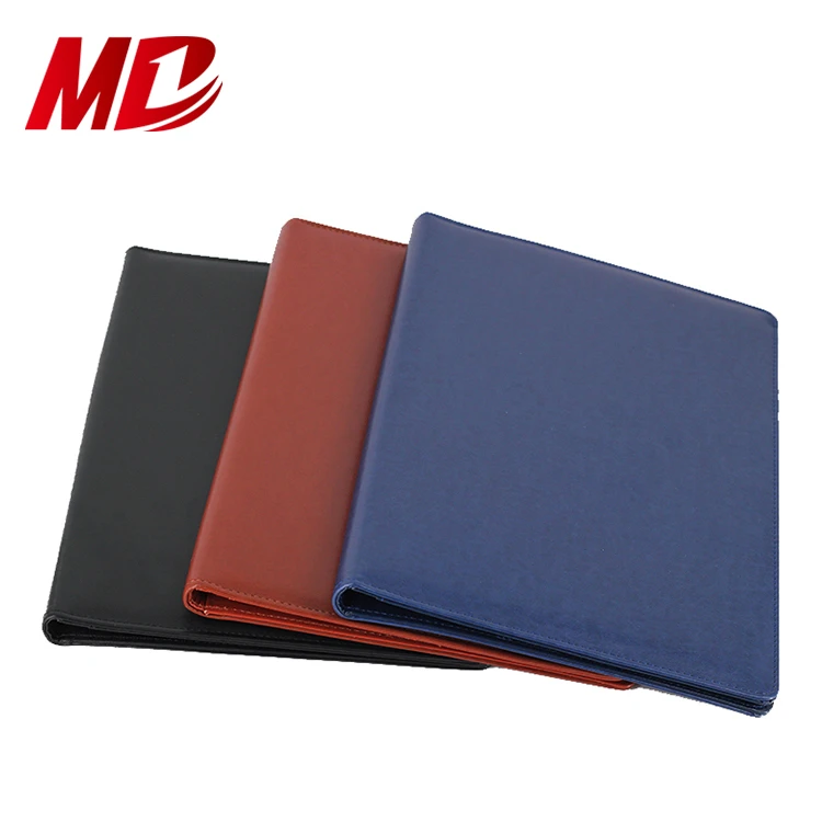 A4 PU Leather Black Padfolio Portfolio Folder With Letter Sized Writing Pad Calculator Pocket Card Holder