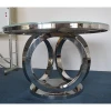 A8068 Rose gold Round marble dining table design with rotating centre