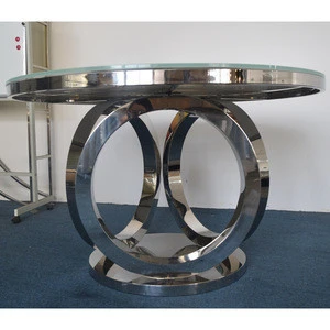 A8068 Rose gold Round marble dining table design with rotating centre