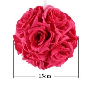 Aerwo Gorgeous Rose Silk Flowers Wedding Decorative Flowers Wreaths Hanging Rose Ball With Ribbon for Party Decoration