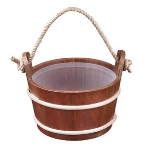 Alphasauna China New Design  4L Canadia Red Cedar Wooden Bucket And Spoon  For Sale