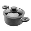 aluminum non stick granite marble stone coating induction casserole with glass lid hot pot deep cooking pot 21MSP