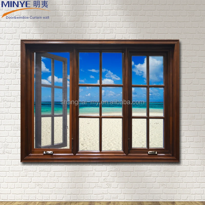 Aluminum Wood Casement Windows from MINYE factory of Aluminium double glazed windows & doors