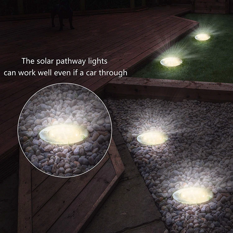 Amazon eBay 2020 new 8/12 LED Solar Garden Disk Light Waterproof Ground Lawn Deck Path Light