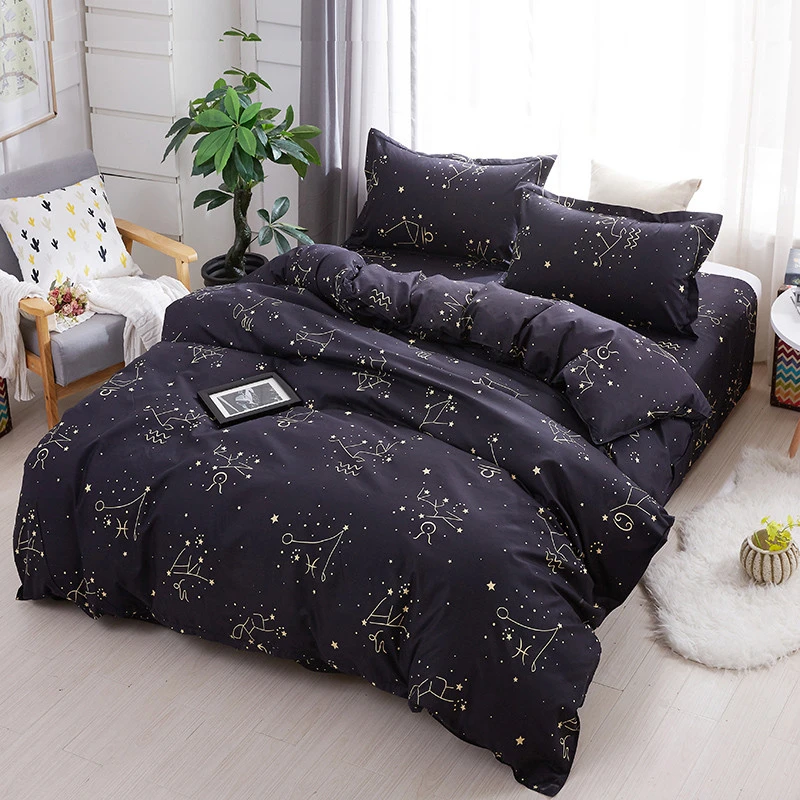 American size stock cheap 100% polyester printed cover bed sheet set bed cover sheet bedding sets