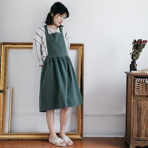 American style eco-friendly linen cotton cleaning cooking pinafore wholesale cotton aprons