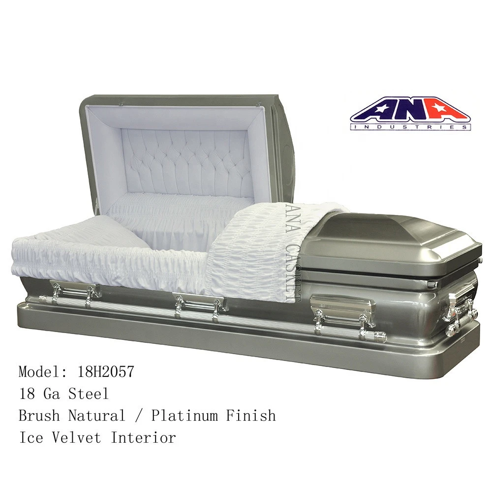 ANA funeral supplies American Style coffin velvet Interior 18 Ga steel metal Casket