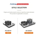 Andong 2 solid cooking stove electric hot plate stainless steel countertop burner electric infrared burner kitchen cooker