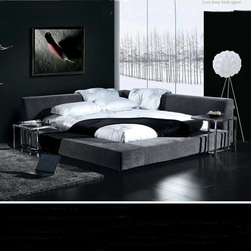 Assembly type cotton and linen bed soft multifunction hot selling high quality bed one body floor type bed