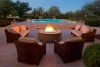 Backyard Creations Fire Pit Gas Propane Wood Burning Fire Pit with Rotating Balcony Fire Pit
