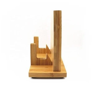 Bamboo Magnetic Knife Block with Cutting Board Holder/ Multifunctional Kitchen Storage Organizer