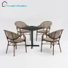 Bamboo Powder Coated Bistro Outdoor Garden Furniture Iron Dining Table and Chair Set for Backyard