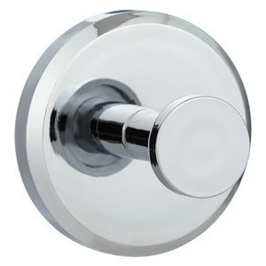 Bathroom Lavatory Suction Cup Single Coat and Robe Hook, Chrome Plastic