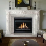 Beautiful Easy Cleaning White Marble Mantel Electric Fireplace