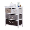 bedroom solid wood furniture storage nightstand with Straw Basket Drawers