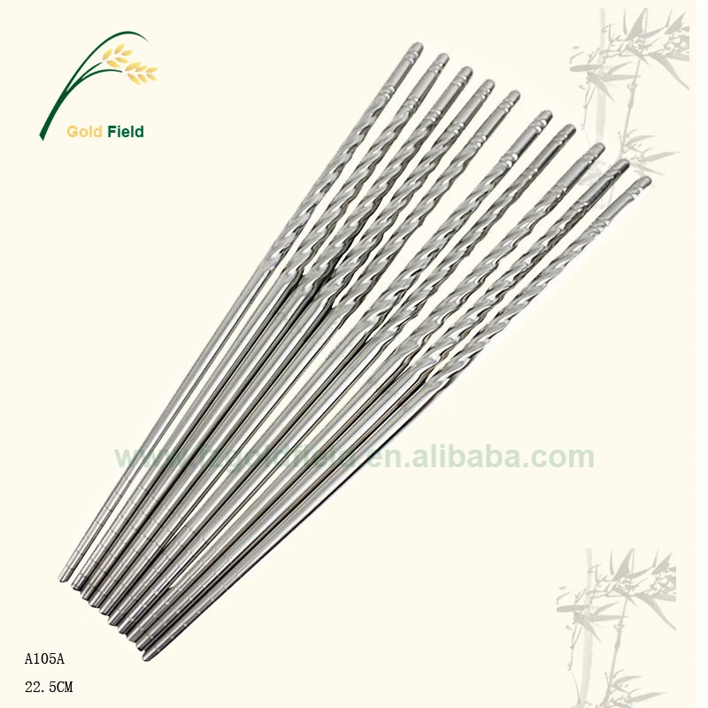 best quality polished by hand metal stainless steel twist chopsticks