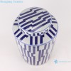 Blue and White Line Round Tube Ceramic Jars Tea Canister