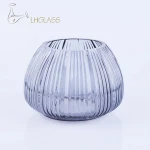 blue round glass flower vase with hole murano made in china