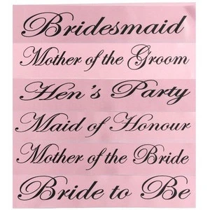 bridal shower bachelorette party supplies decorations pink bride to be bridesmaid Sash