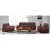 Import brown vintage office leather sofa wood frame 3+1+1 seat designer style Foshan office furniture from China