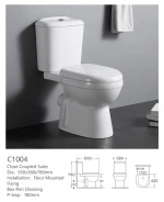 C1004 Sanitary wares cheap price white glaze washdown ceramic two piece toilet